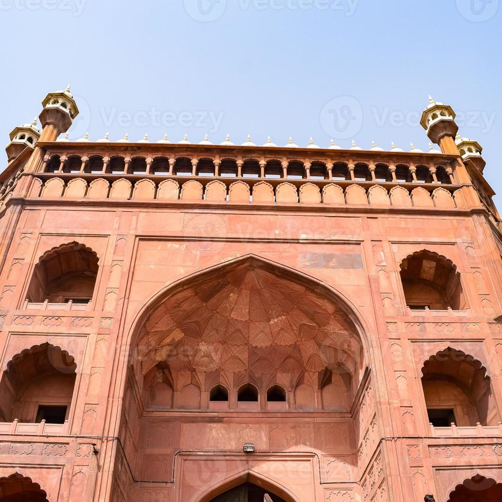 Architectural detail of Jama Masjid Mosque, Old Delhi, India, The spectacular architecture of the Great Friday Mosque Jama Masjid in Delhi 6 during Ramzan season, the most important Mosque in India photo
