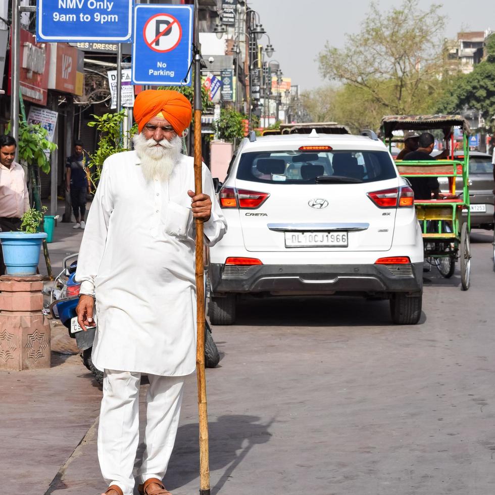Old Delhi, India, April 15, 2022 - Gurudwara Sis Ganj Sahib is one of the nine historical Gurdwaras in Old Delhi in India, Sheesh Ganj Gurudwara in Chandni Chowk, opposite Red Fort in Old Delhi India photo