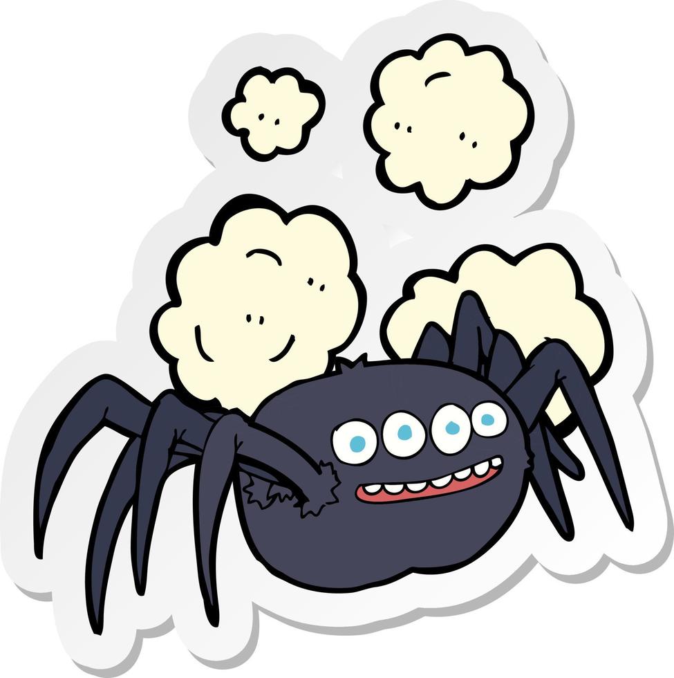 sticker of a cartoon spooky spider vector