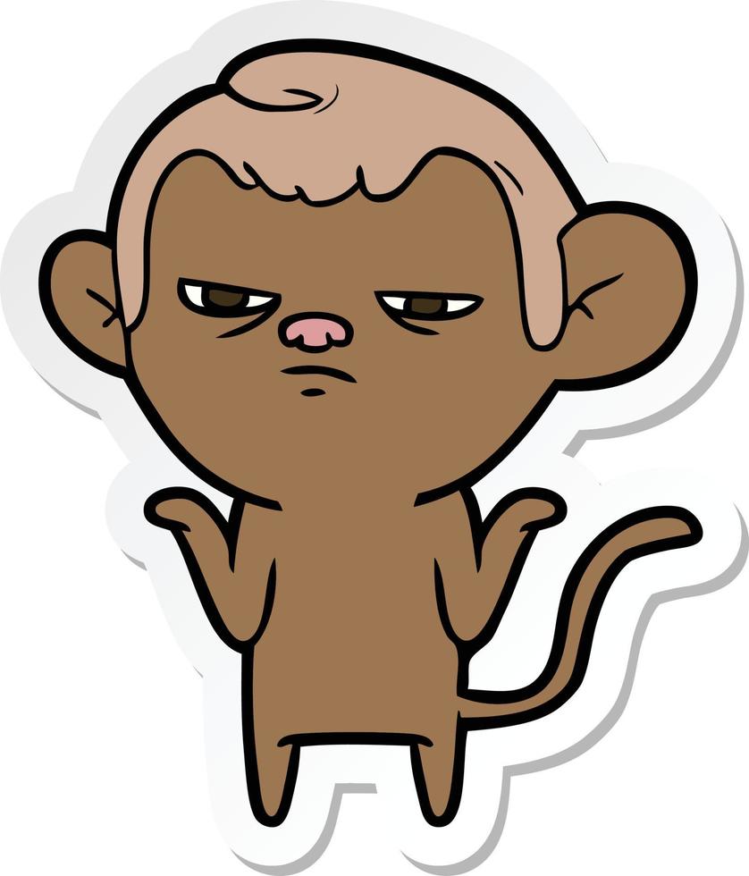 sticker of a cartoon monkey vector