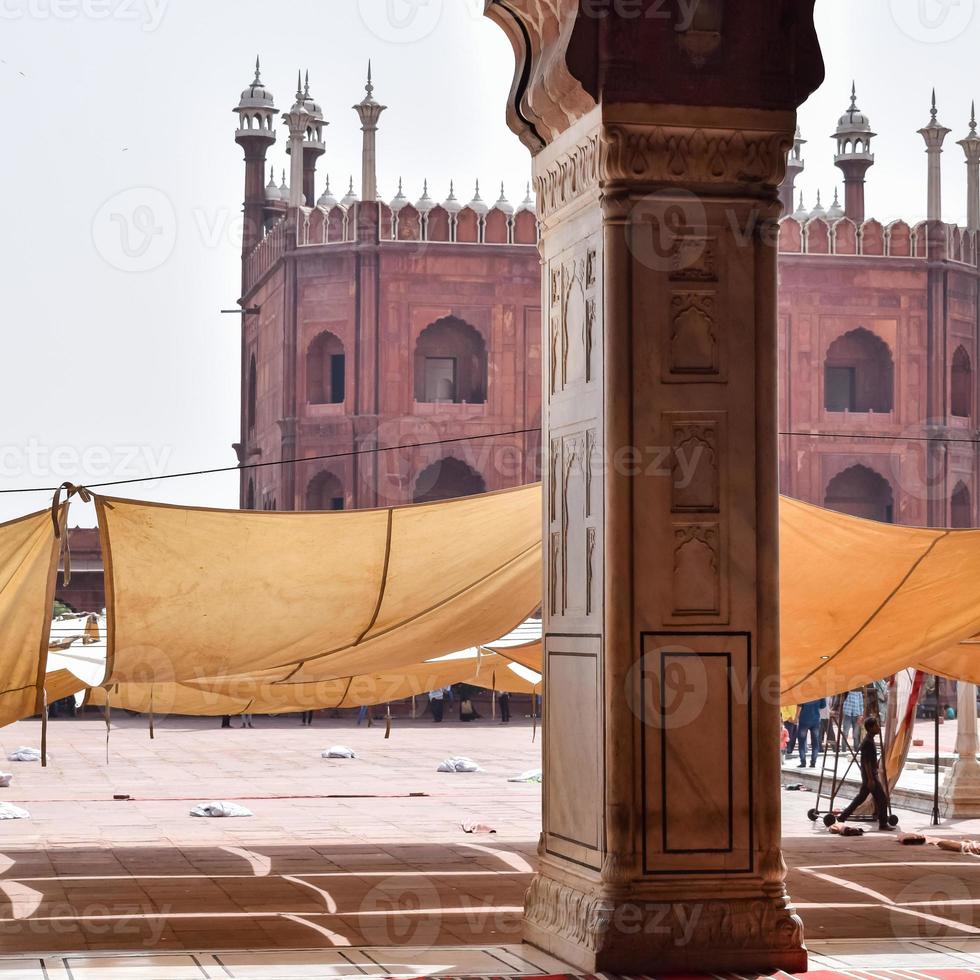 Architectural detail of Jama Masjid Mosque, Old Delhi, India, The spectacular architecture of the Great Friday Mosque Jama Masjid in Delhi 6 during Ramzan season, the most important Mosque in India photo
