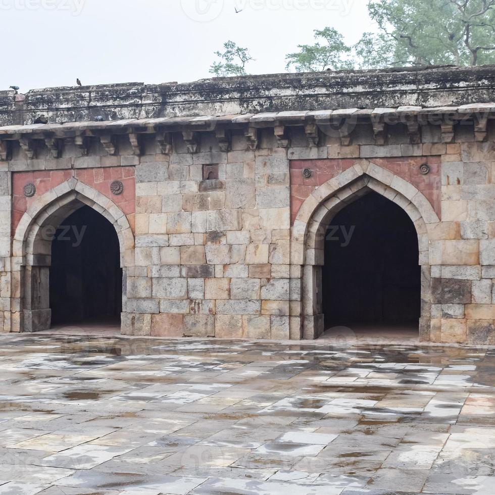 Mughal Architecture inside Lodhi Gardens, Delhi, India, Beautiful Architecture Inside the The Three-domed mosque in Lodhi Garden is said to be the Friday mosque for Friday prayer, Lodhi Garden Tomb photo