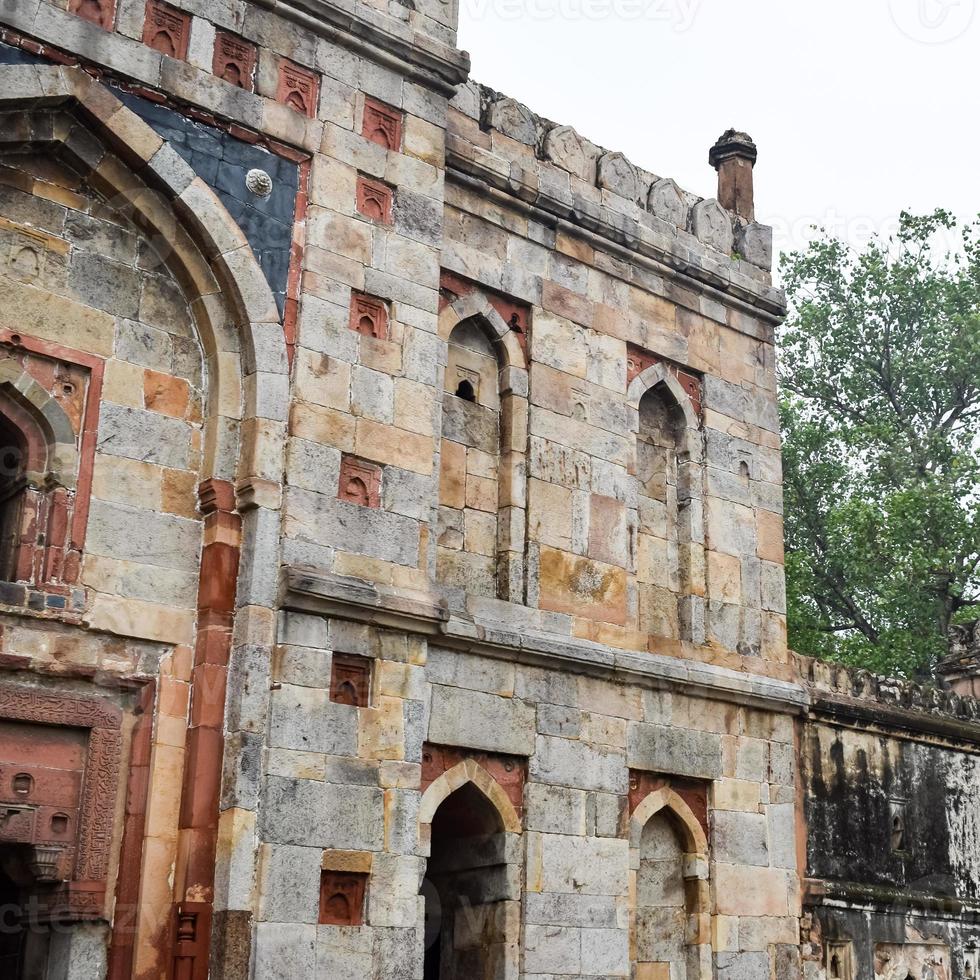 Mughal Architecture inside Lodhi Gardens, Delhi, India, Beautiful Architecture Inside the The Three-domed mosque in Lodhi Garden is said to be the Friday mosque for Friday prayer, Lodhi Garden Tomb photo