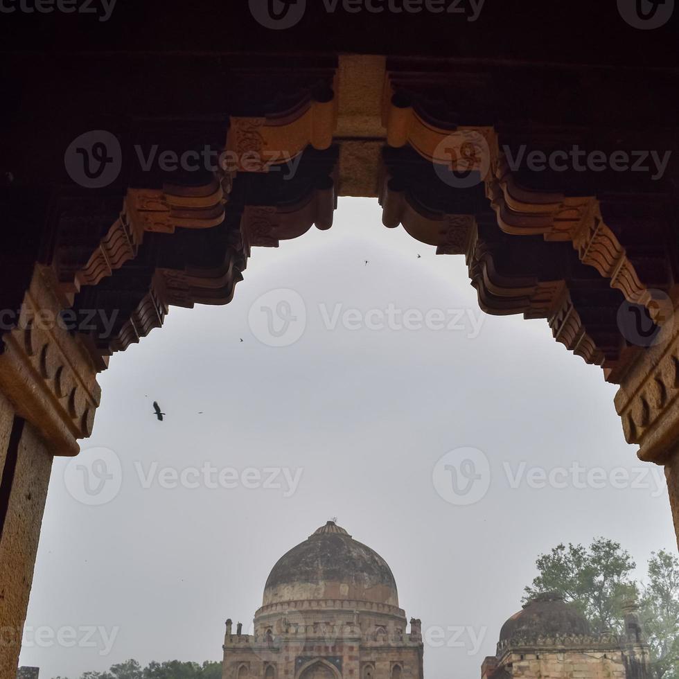 Mughal Architecture inside Lodhi Gardens, Delhi, India, Beautiful Architecture Inside the The Three-domed mosque in Lodhi Garden is said to be the Friday mosque for Friday prayer, Lodhi Garden Tomb photo