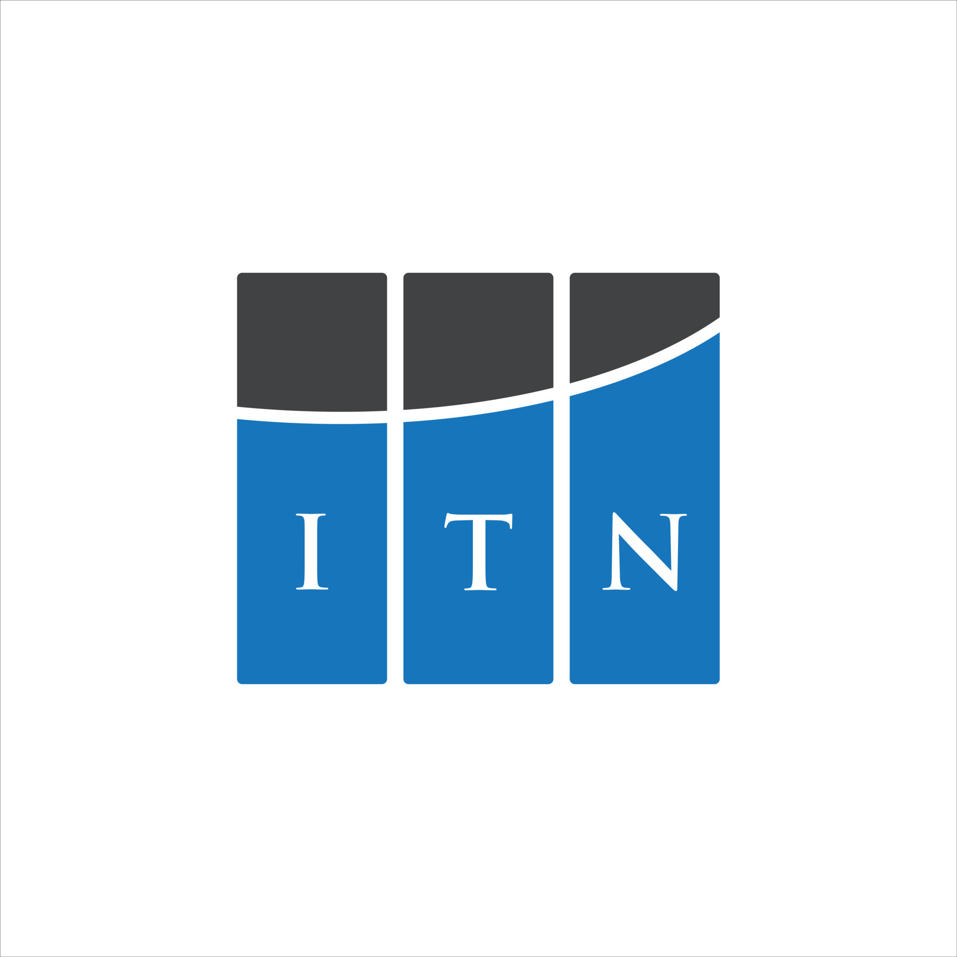 diseño de letras itn. diseño de logotipo de letras itn sobre fondo ...