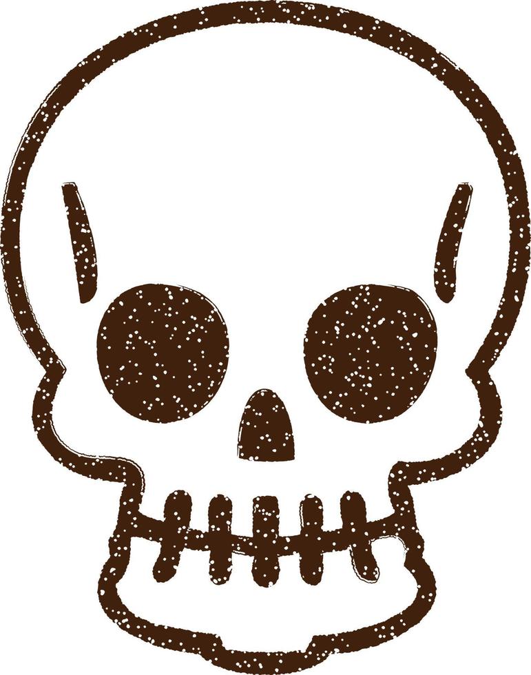 dibujo al carbón de calavera espeluznante vector