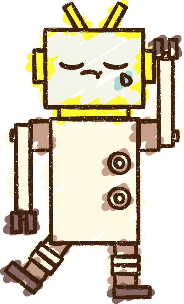 Waving Robot Chalk Drawing vector