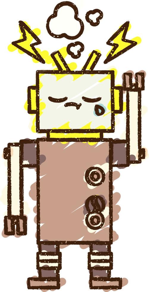 Waving Robot Chalk Drawing vector