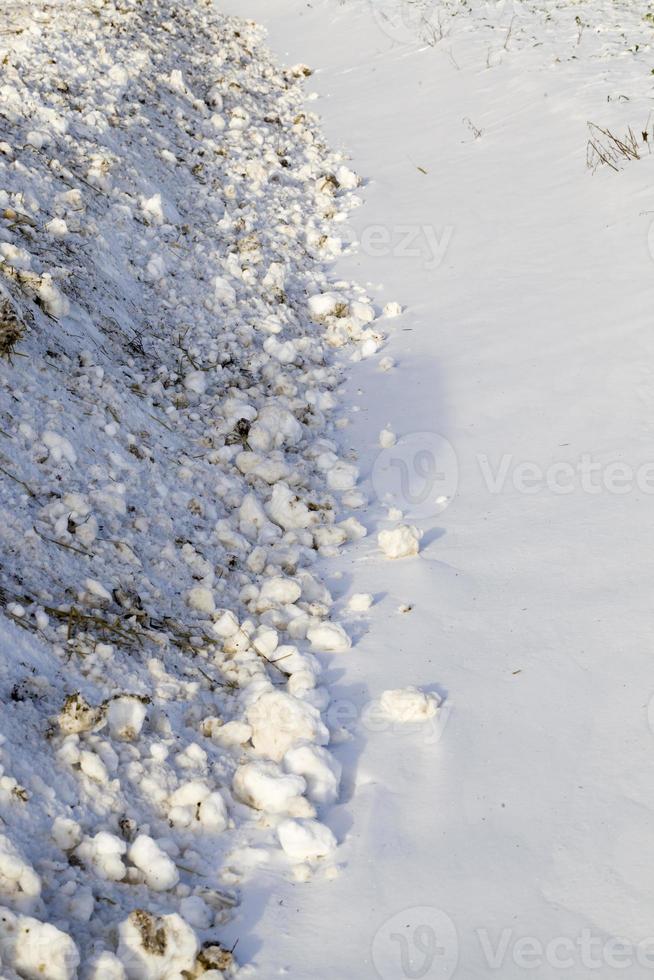 dirty snow, close up photo