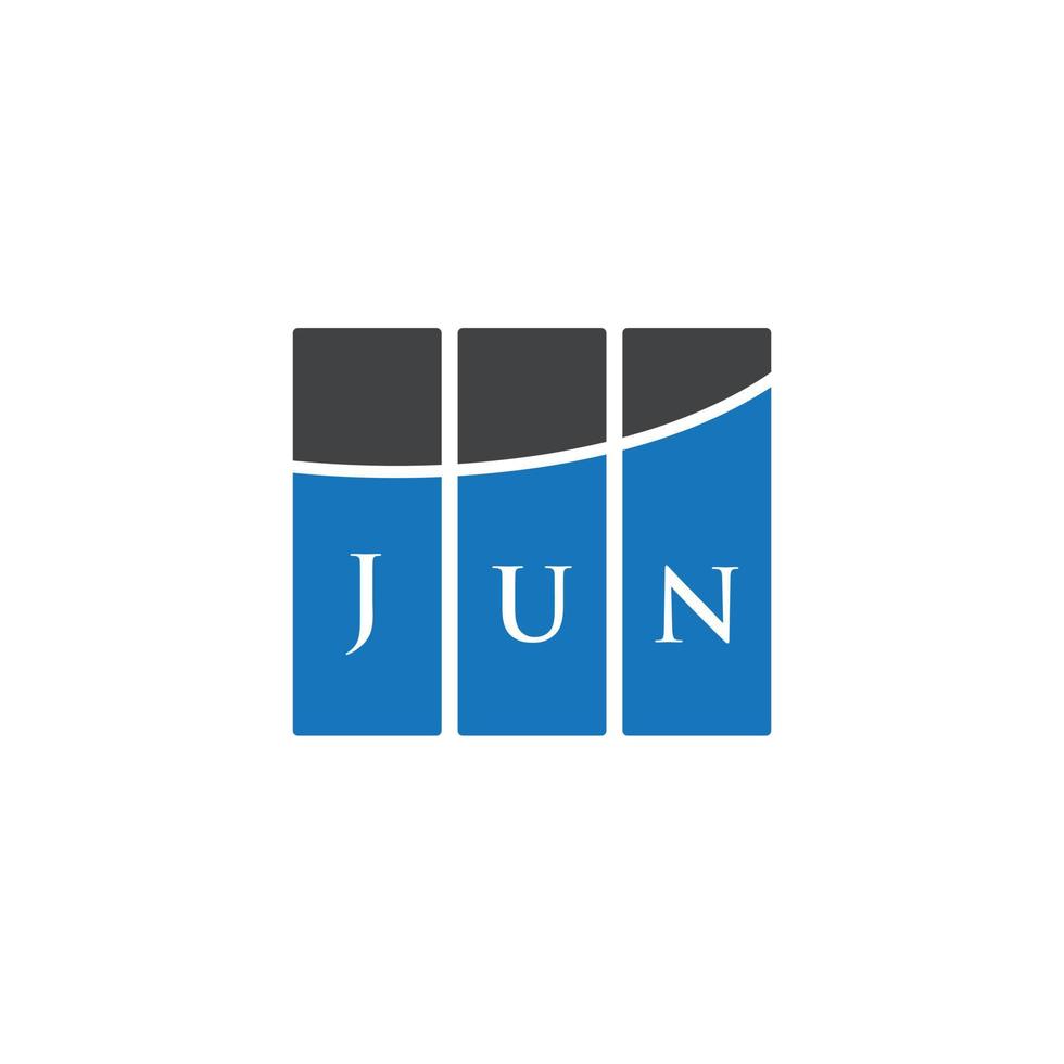 diseño del logotipo de la letra jun sobre fondo blanco. concepto creativo del logotipo de la letra de las iniciales de jun. diseño de letras jun. vector