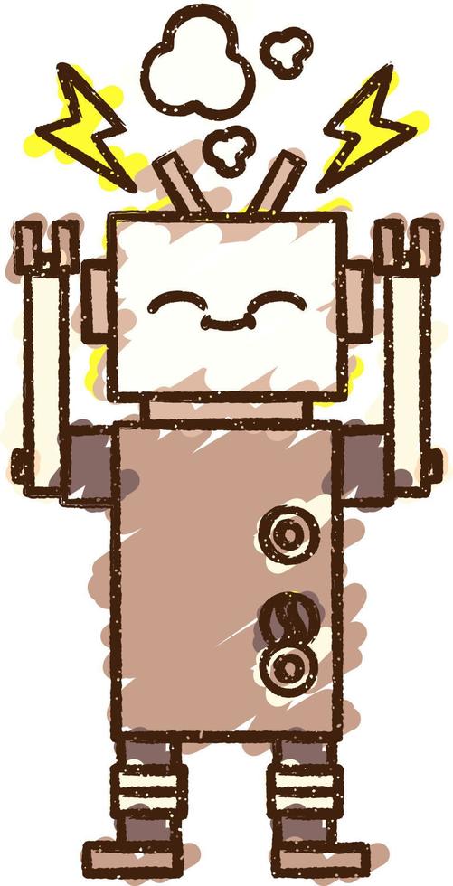 Crazy Robot Chalk Drawing vector