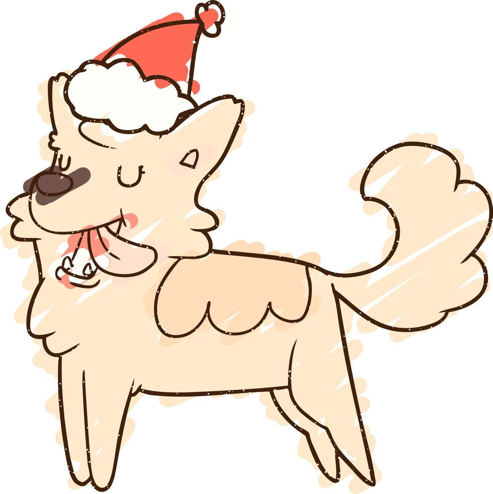 dibujo de tiza de perro de navidad vector