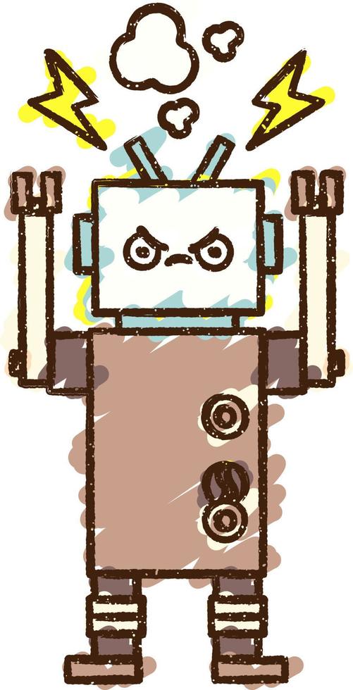 Crazy Robot Chalk Drawing vector