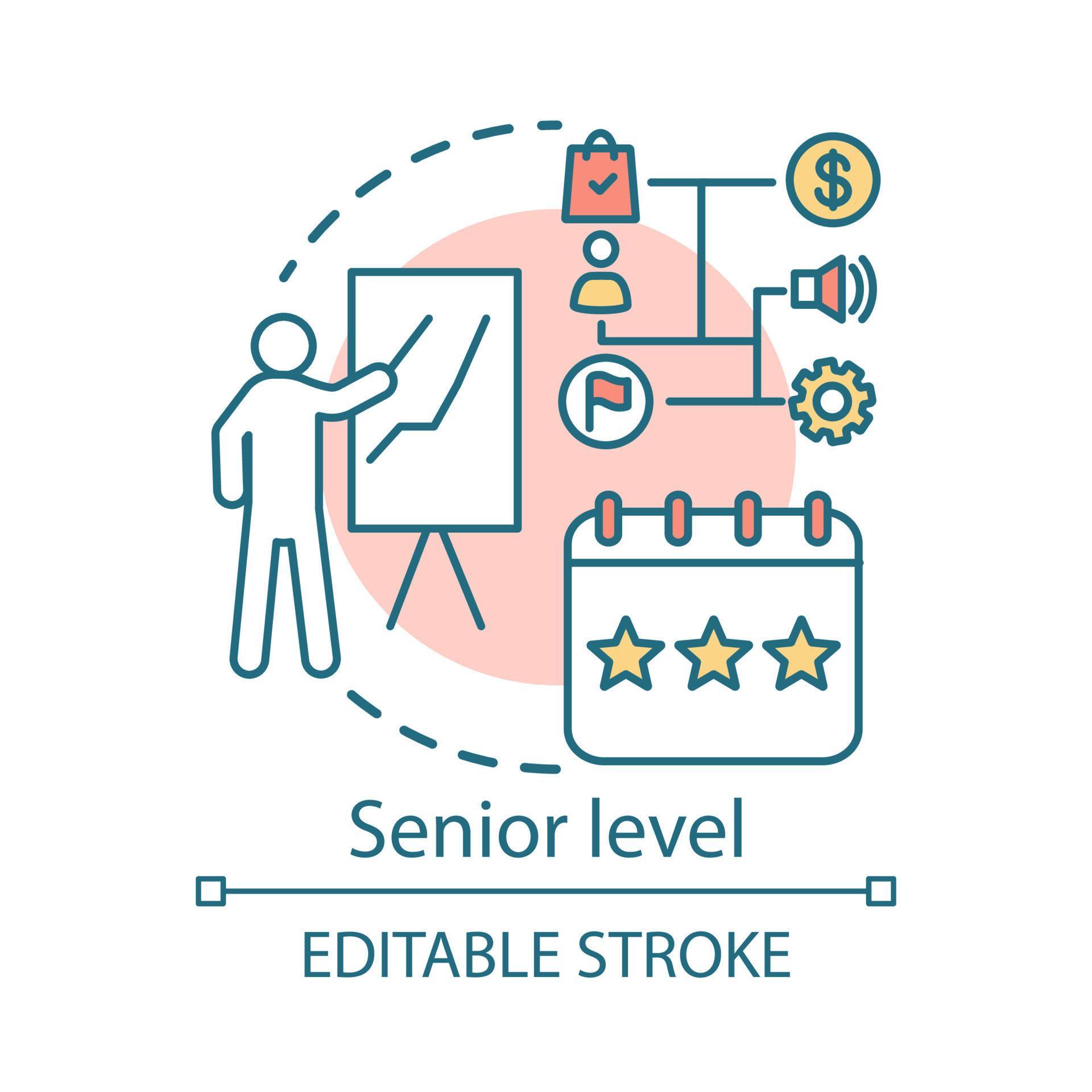 Senior level concept icon. Profession level idea thin line illustration