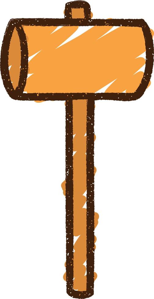 Wooden Mallet Chalk Drawing vector