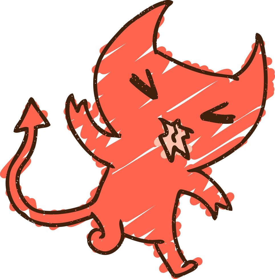 pequeño dibujo de tiza de diablo vector