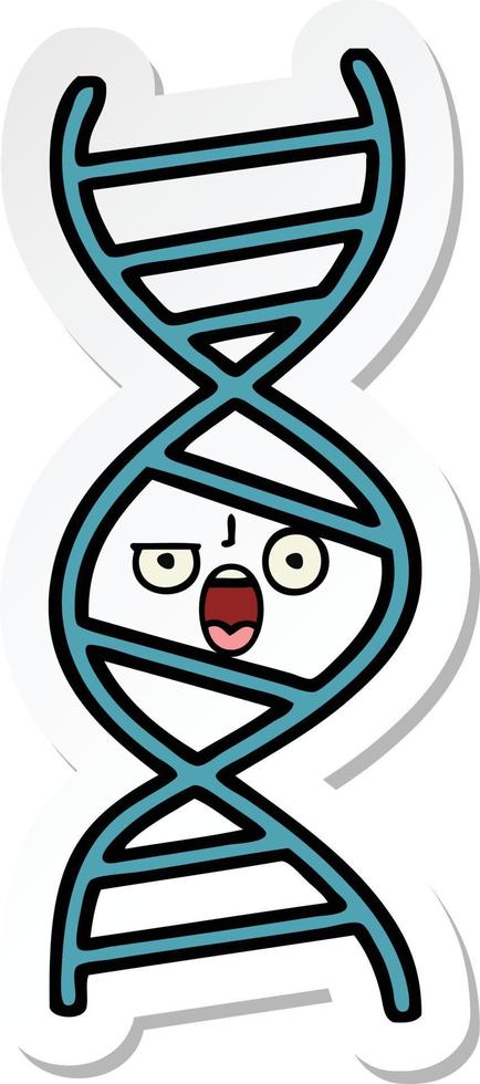 sticker of a cute cartoon DNA strand vector