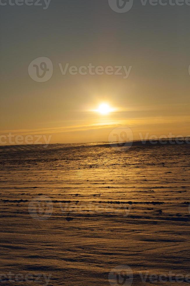 snow field, sunset photo