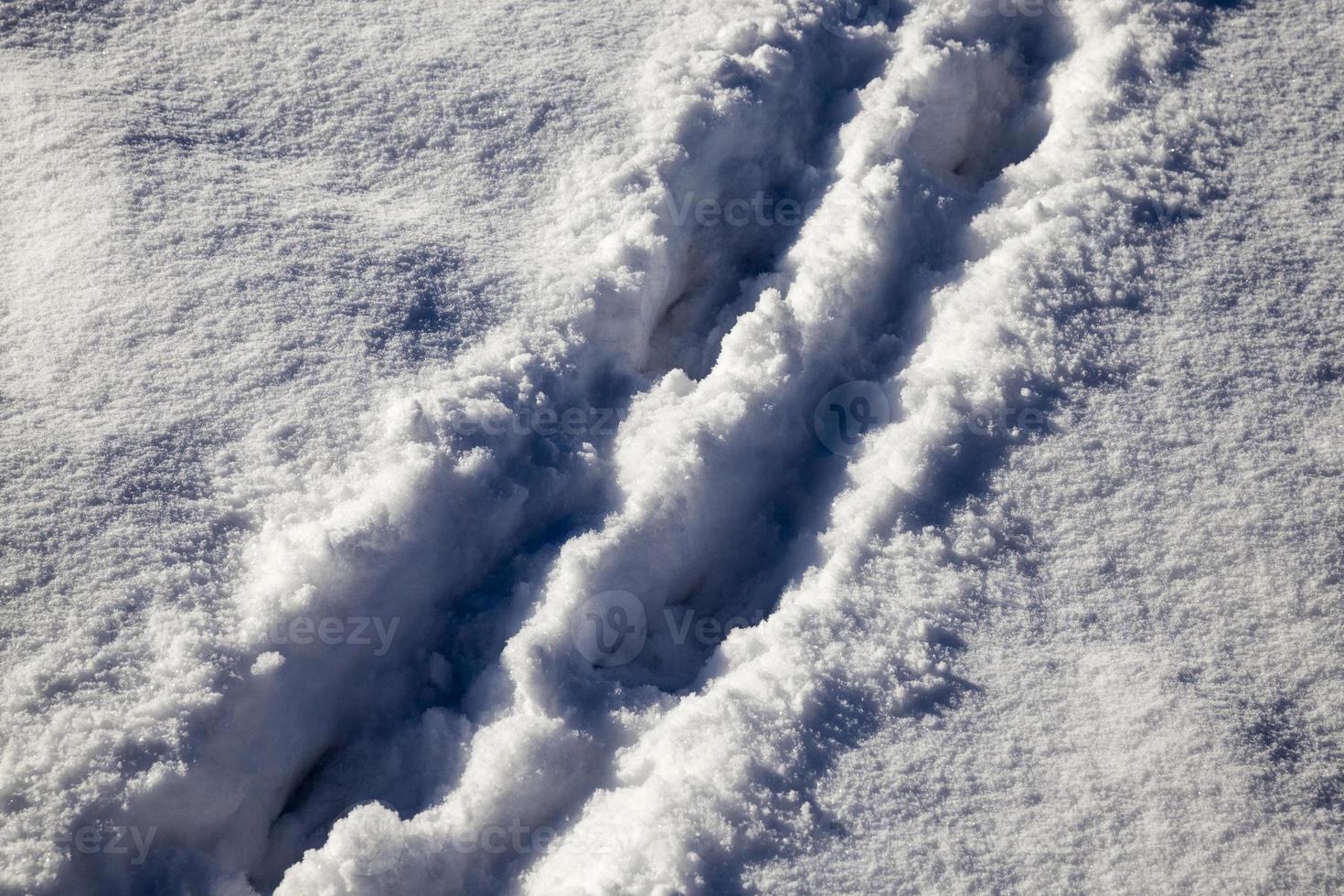 winter road, close up photo
