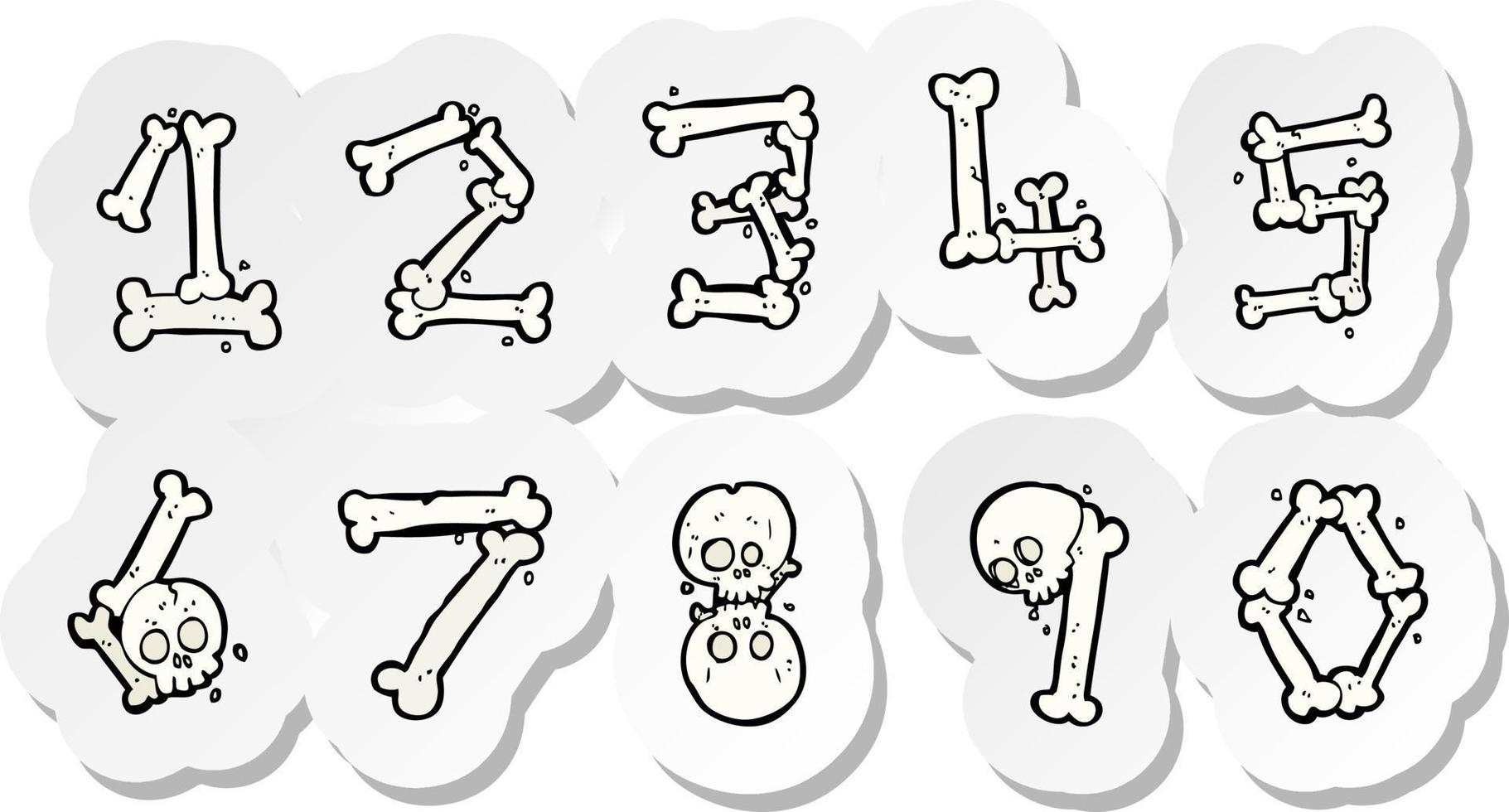 sticker of a cartoon bone numbers vector