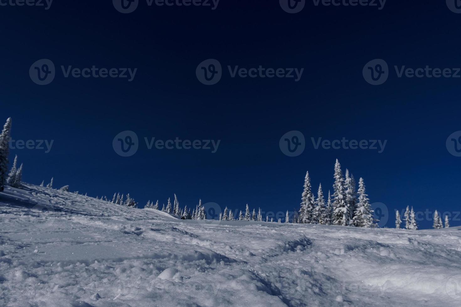 sunny winter morning in the mountains of sheregesh on the ski track photo