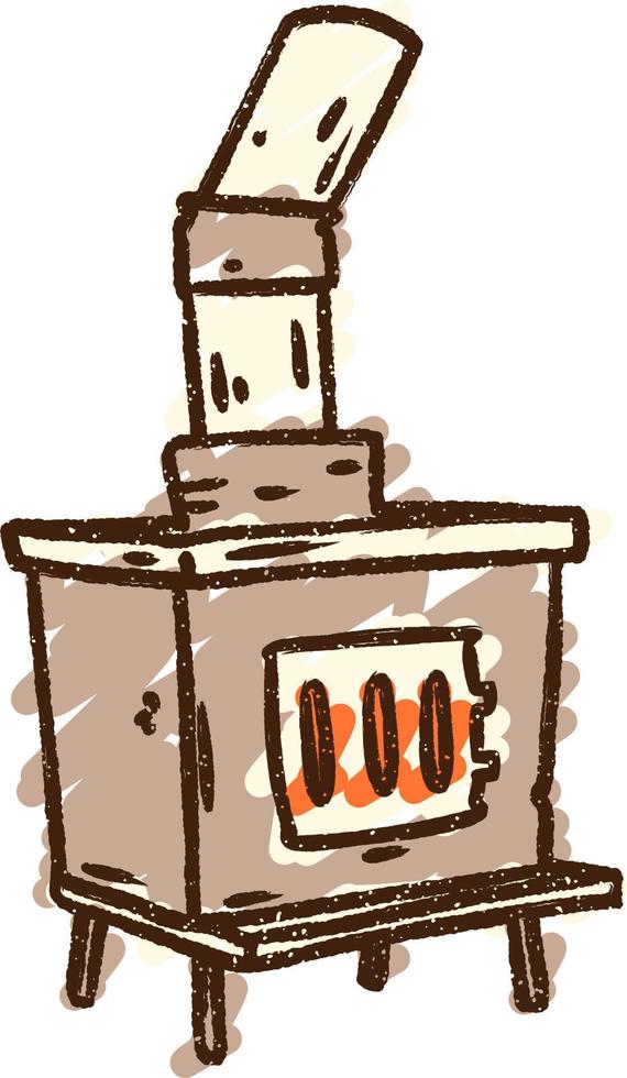Log Burner Chalk Drawing vector