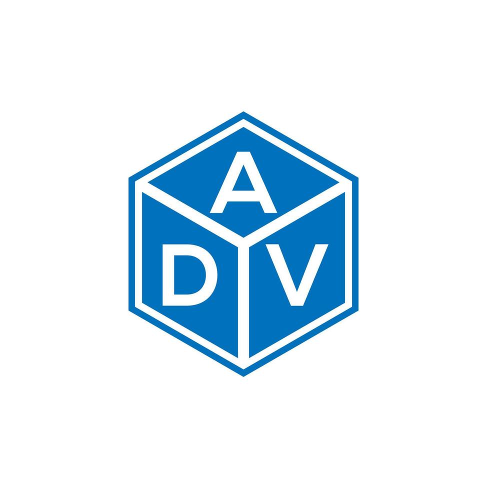 diseño de logotipo de letra adv sobre fondo negro. concepto de logotipo de letra de iniciales creativas adv. diseño de carta adv. vector