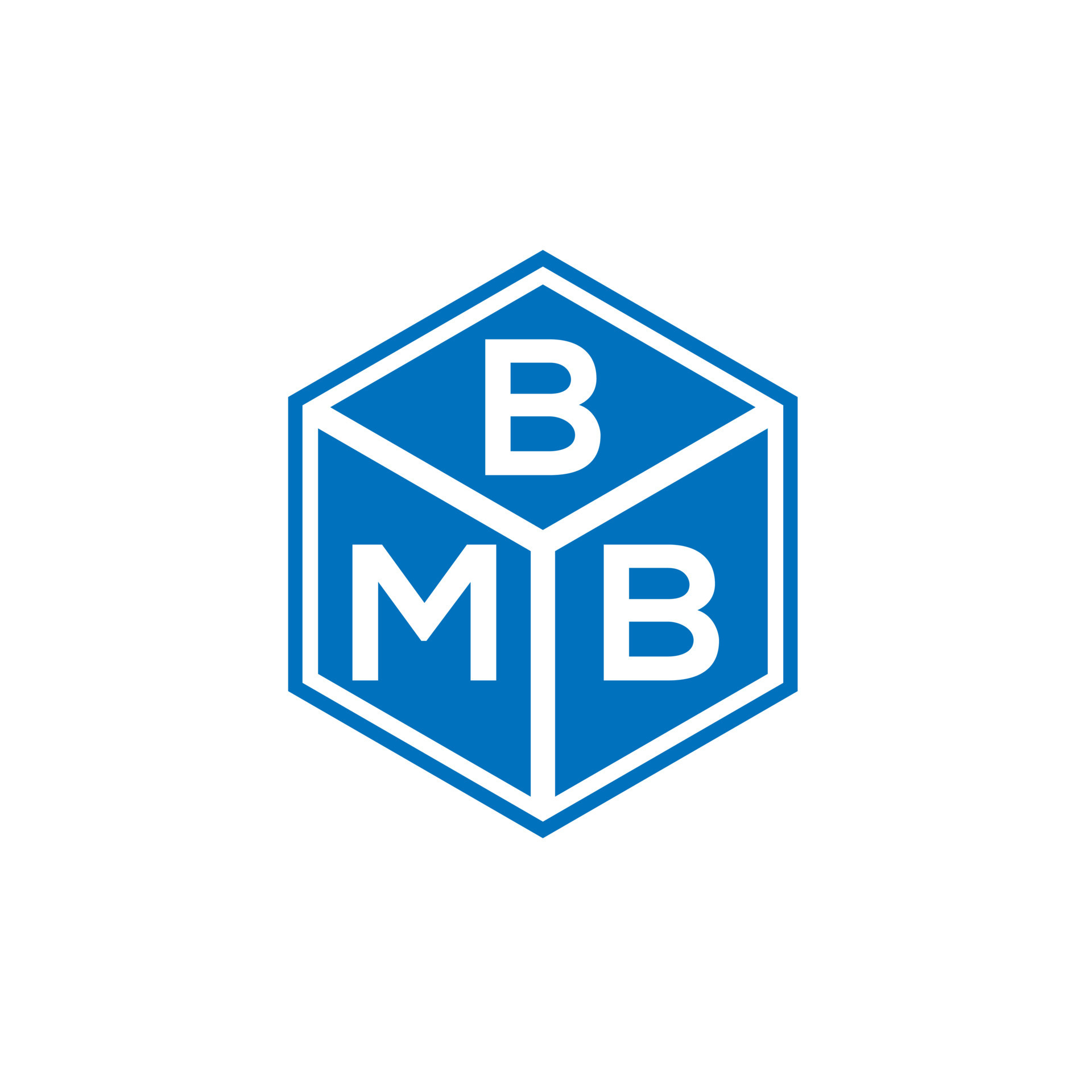 BMB letter logo design on black background. BMB creative initials