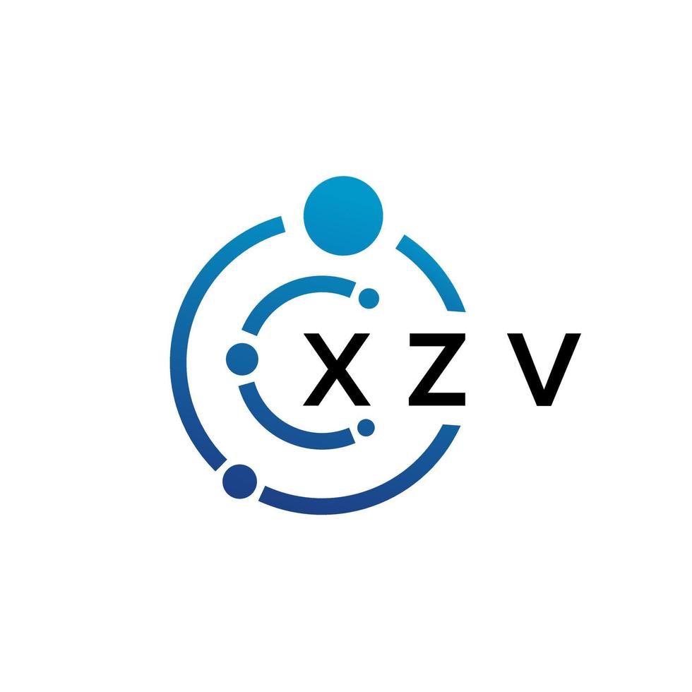 Diseño de logotipo de tecnología de letras xzv sobre fondo blanco. xzv letras iniciales creativas concepto de logotipo. diseño de letras xzv. vector