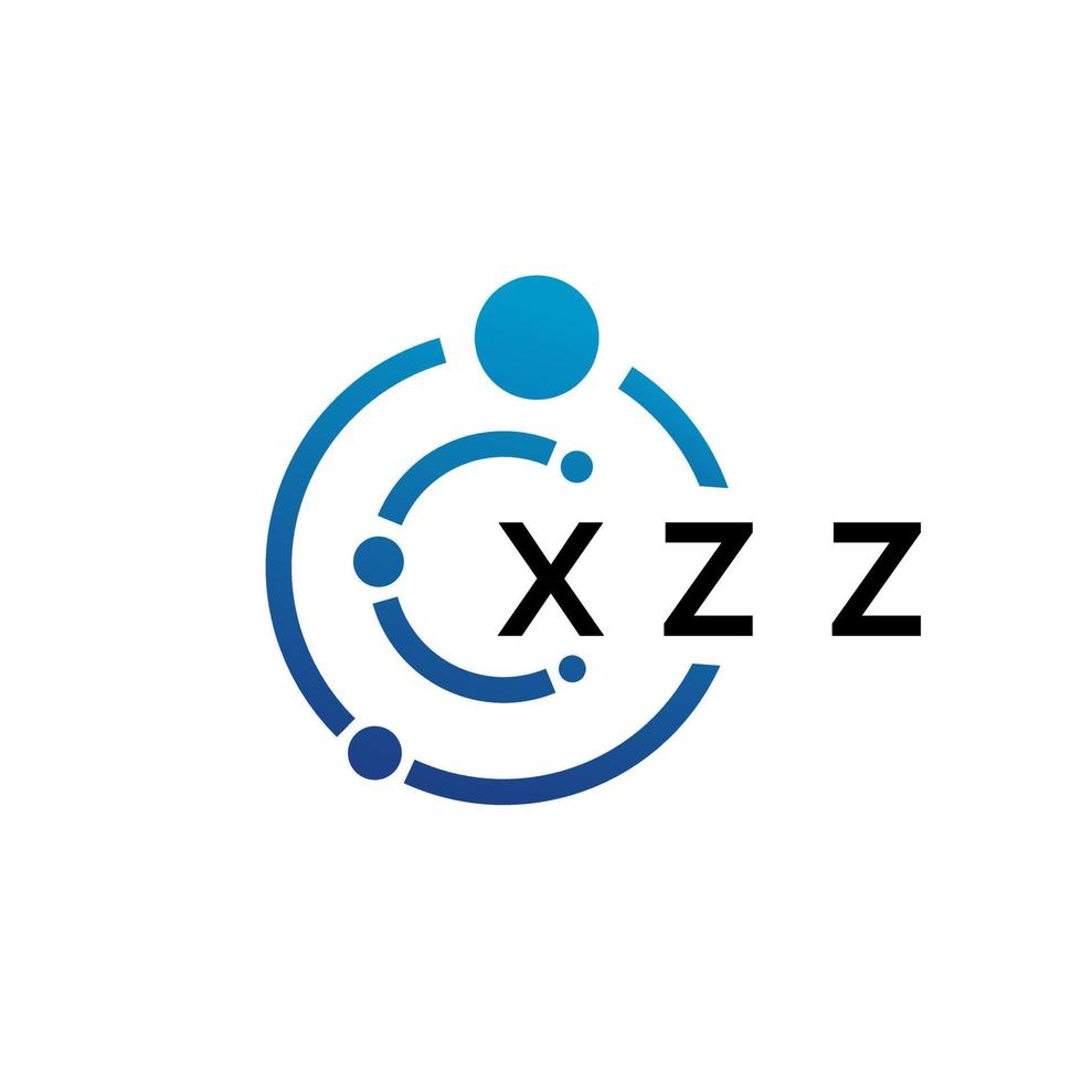 XZZ letter technology logo design on white background. XZZ