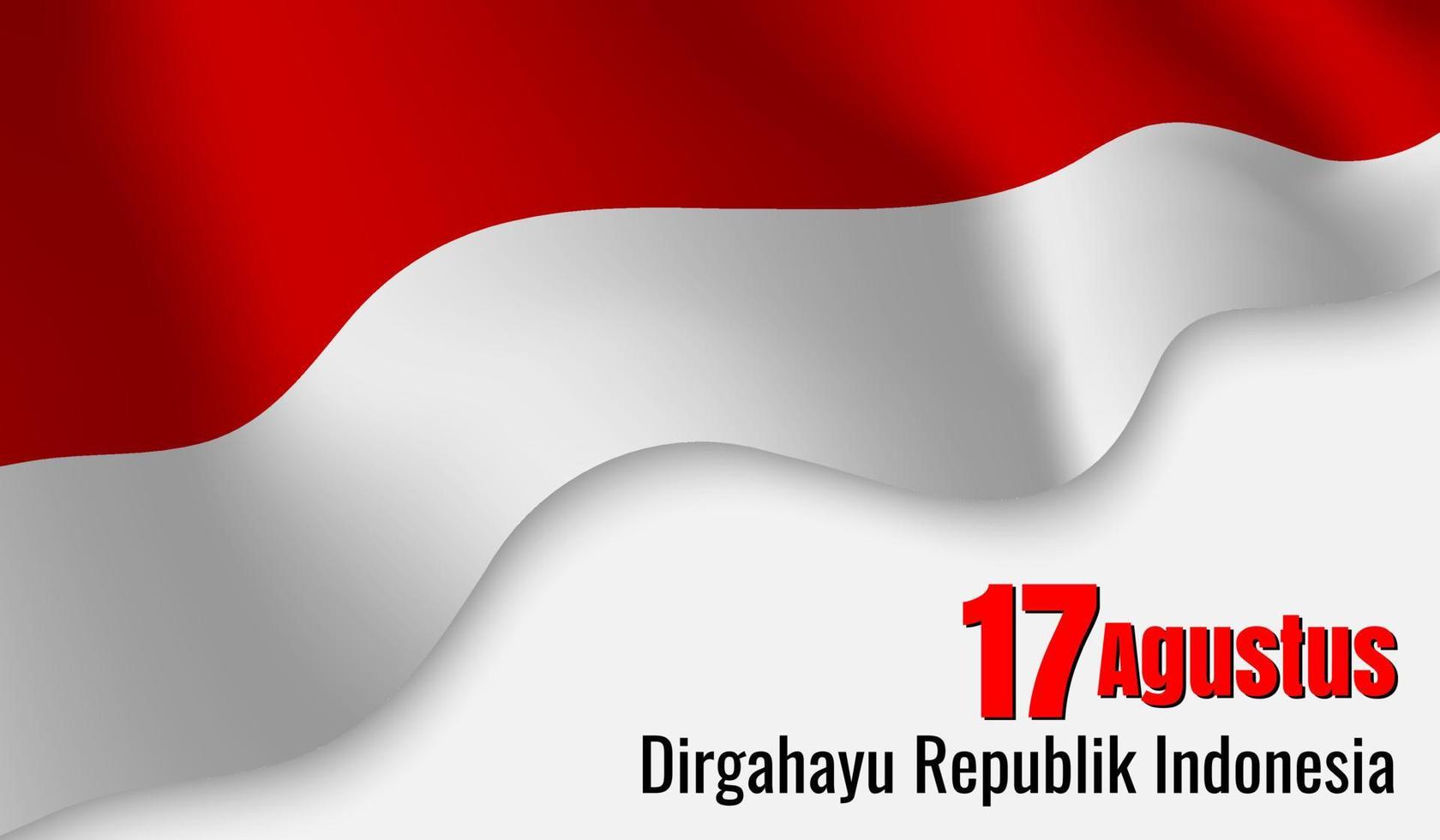 17th august independence day of the republic of Indonesia, Indonesian waving flag illustration vector