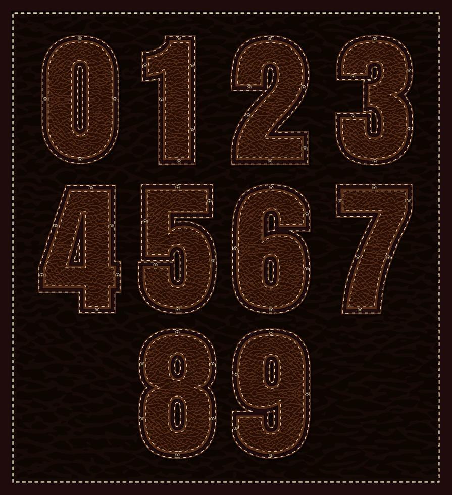 Set Of Numbers Leather Texture Style vector