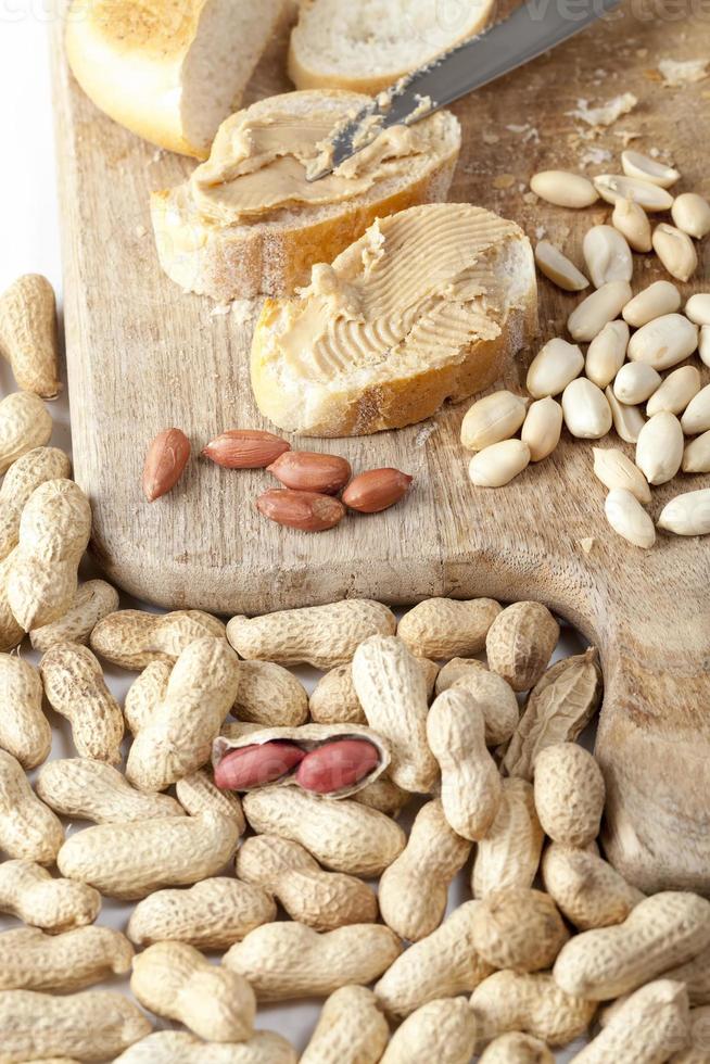 delicious peanut butter and white bread, close up photo