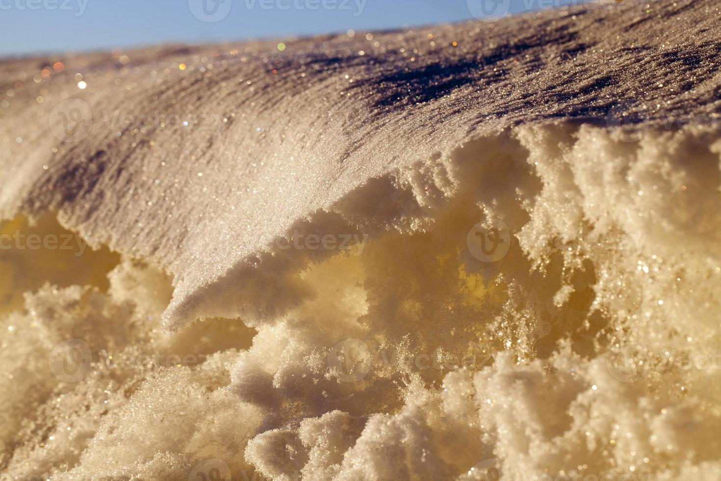 The surface of the snowdrift, winter photo