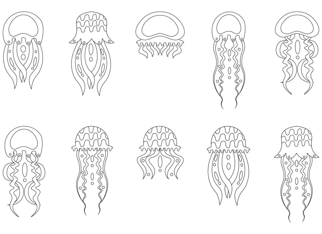 Jellyfish vector cartoon icon. Isolated cartoon set icon of jellyfish medusa. Vector illustration jellyfish isolated on white background