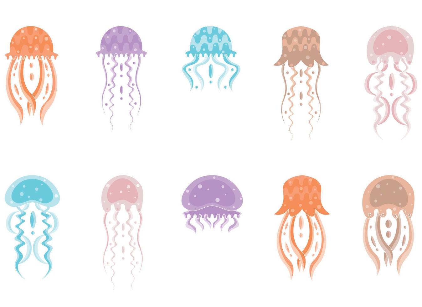 icono de dibujos animados de vector de medusas. conjunto de dibujos animados aislados icono de medusa medusa. ilustración vectorial medusas aisladas sobre fondo blanco