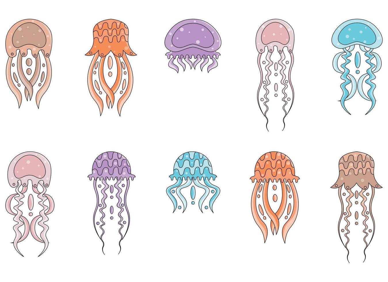 Jellyfish vector cartoon icon. Isolated cartoon set icon of jellyfish medusa. Vector illustration jellyfish isolated on white background