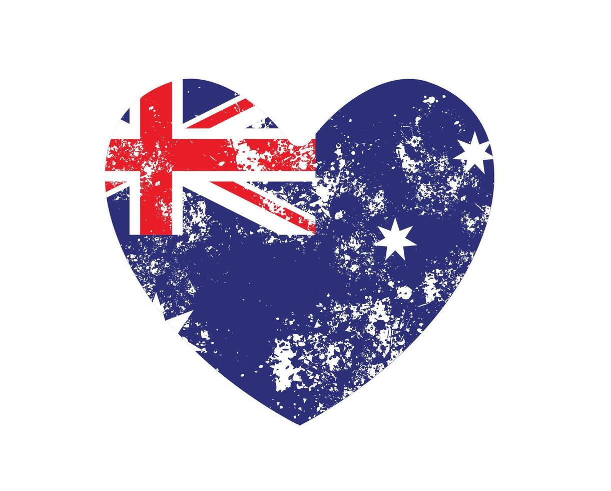 estampado de bandera salpicada de corazón australiano vector