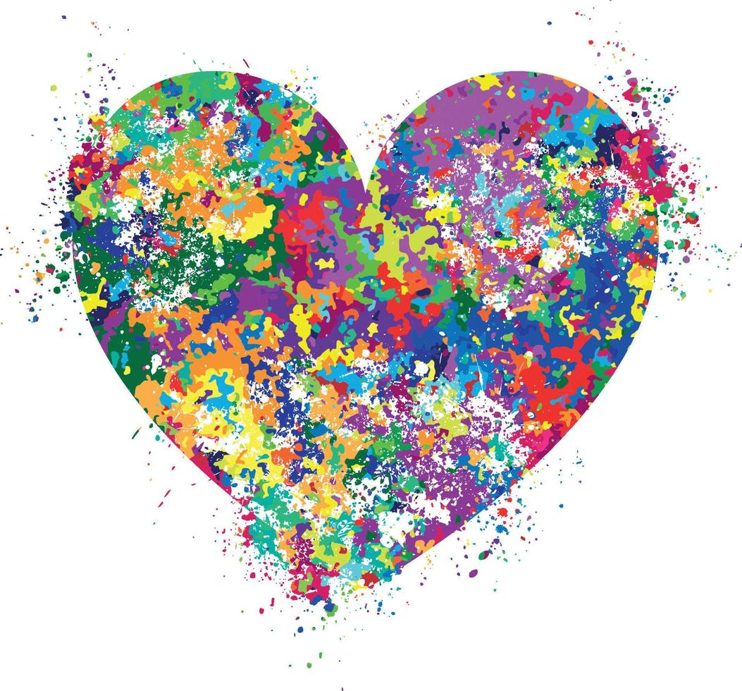 colorful splashed heart wall art vector
