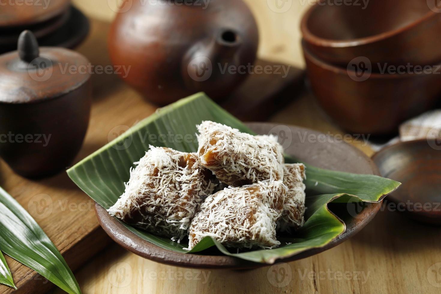 Ongol Ongol, Indonesian Traditional Snacks with Chewy Texture and Shredded Coconut Coating. photo