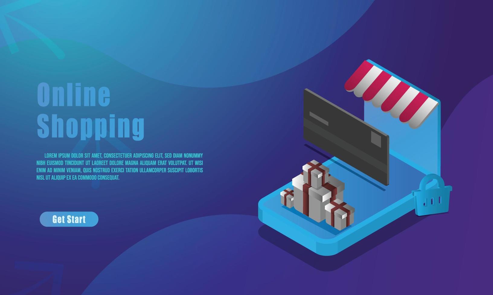 Landing page template of Online Shopping. vector