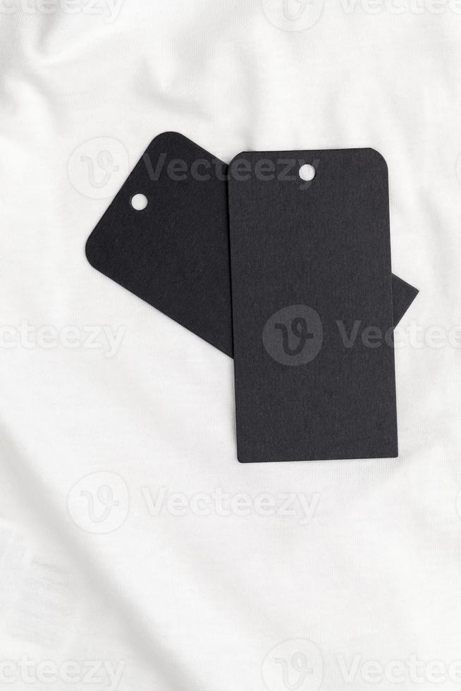 black tags on cotton material photo