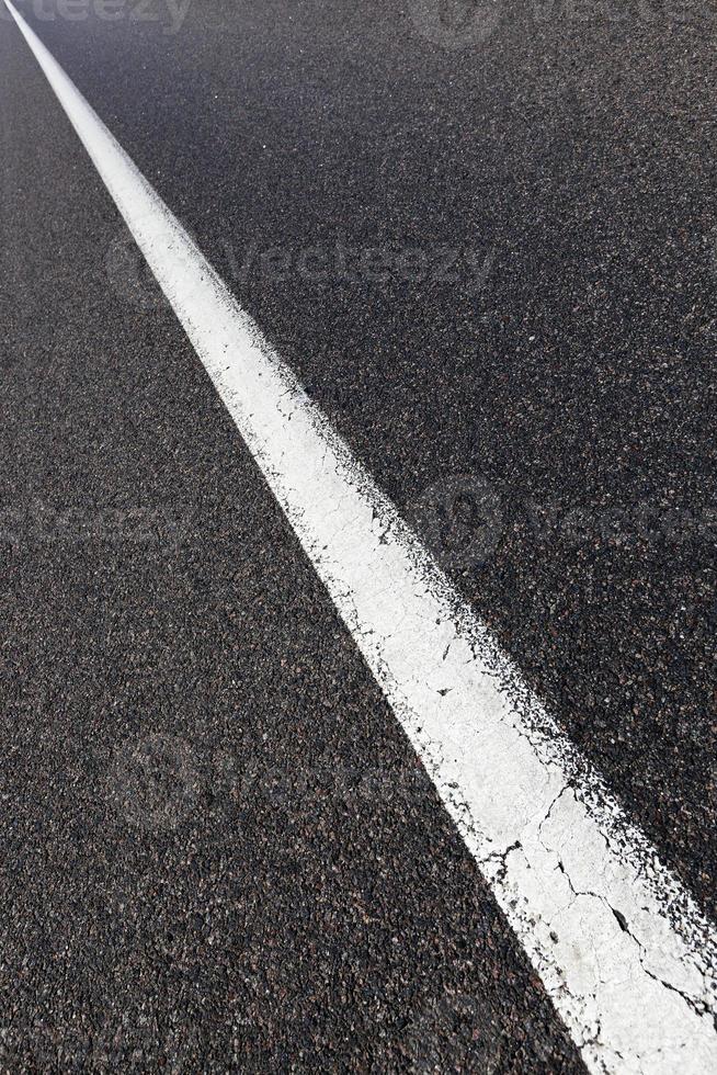 camino pavimentado con marcas viales blancas foto