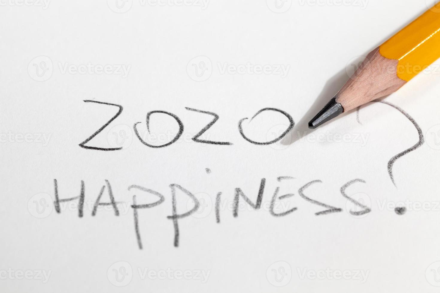 2020 happy year drawn in pencil on ordinary paper photo