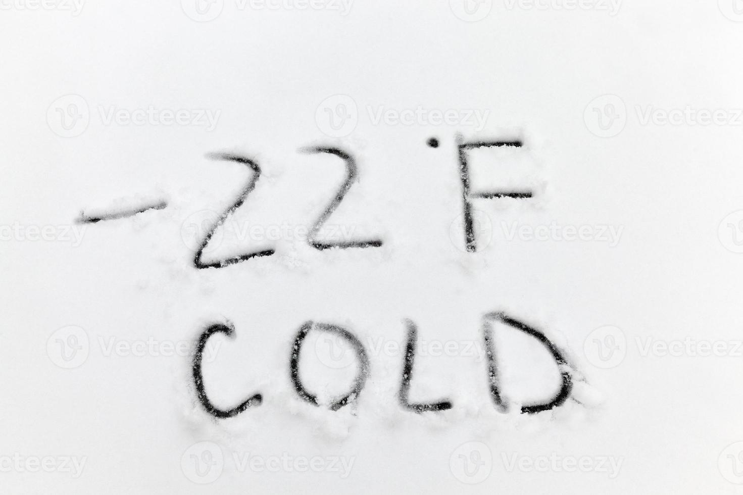 drawn on the snow, temperature symbols denoting negative very cold weather photo