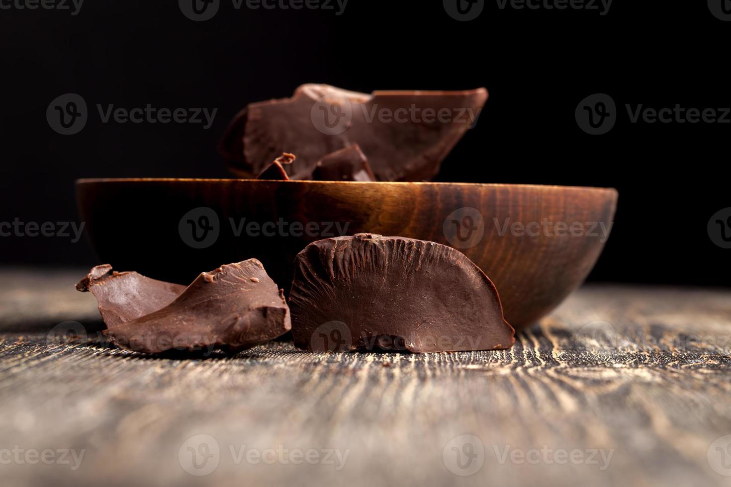 bitter chocolate broken into pieces, large pieces photo