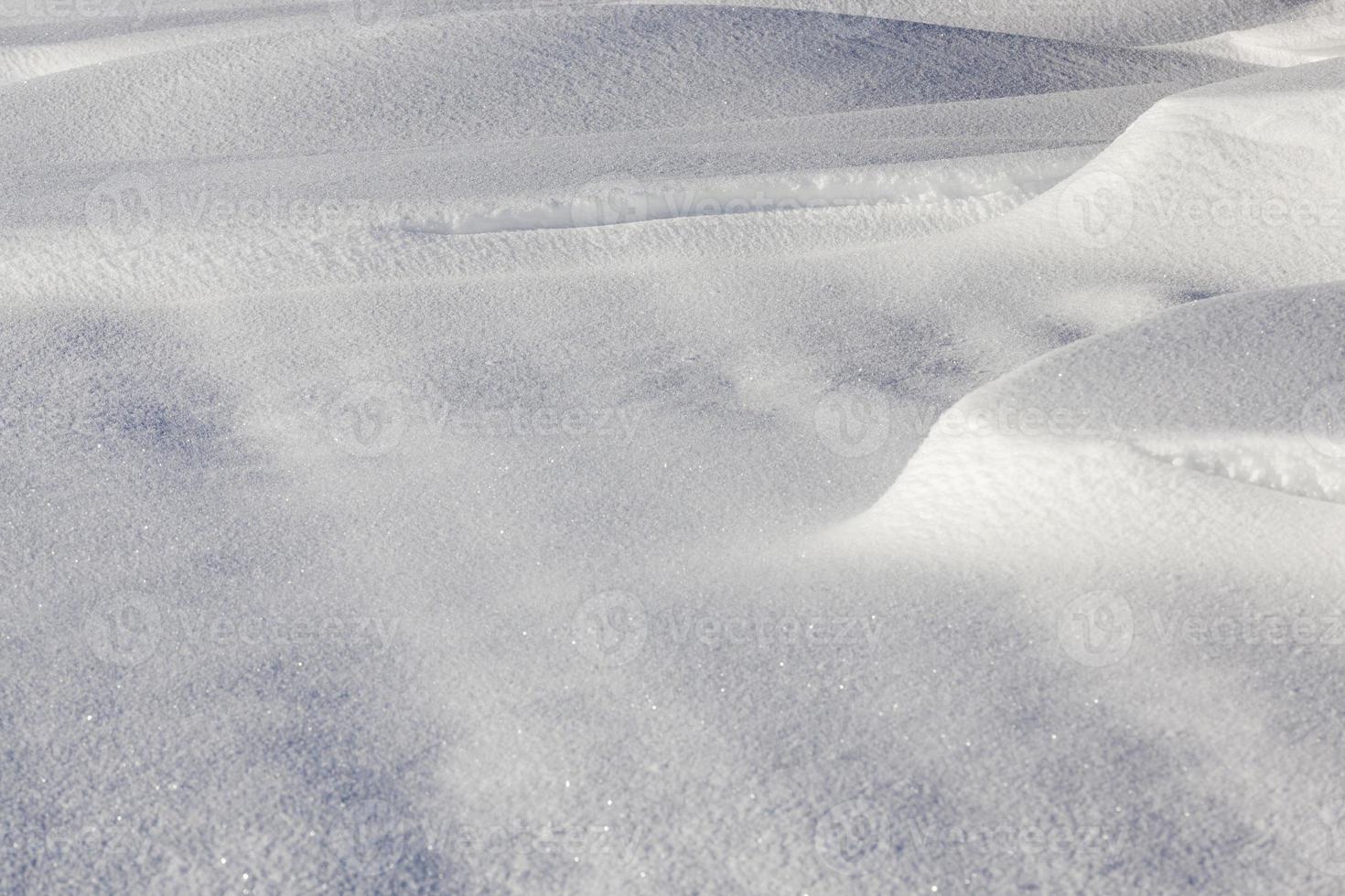 Deep snowdrifts, close up photo