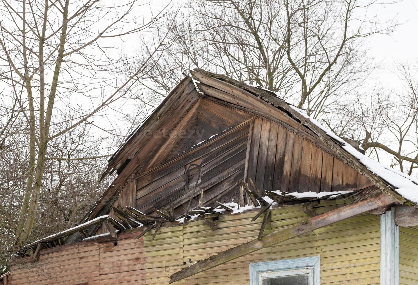 Ruined house, close up photo