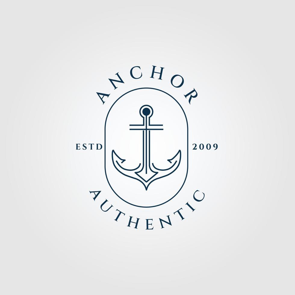 anchor linear logo, icon and symbol, with emblem vector illustration design