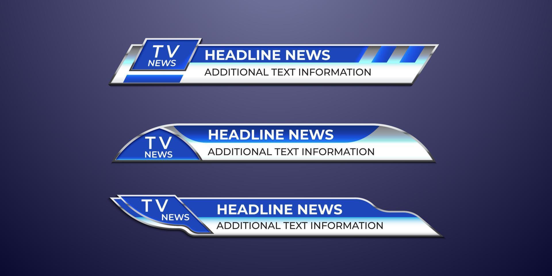 Broadcast news lower third modern banner template for television, video and media channel vector